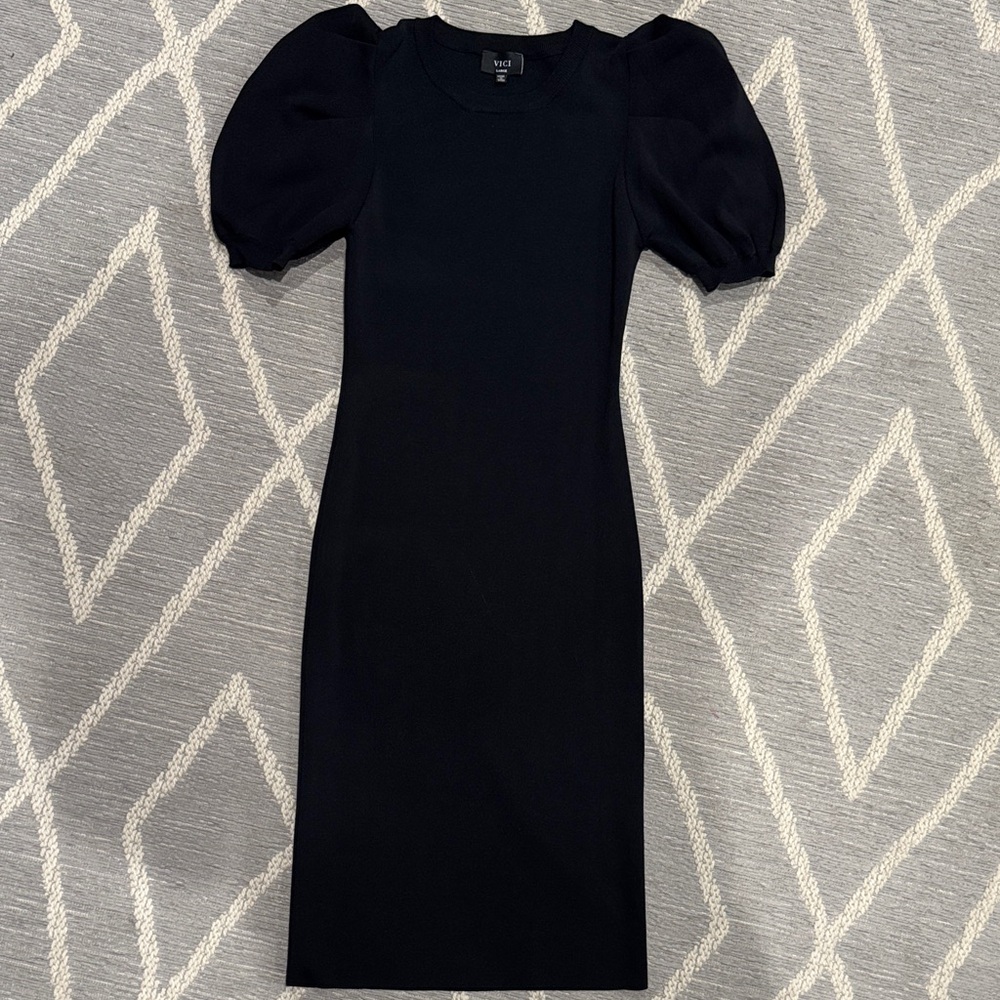 Elegant and versatile VICI Black Puff Sleeve Dress L new